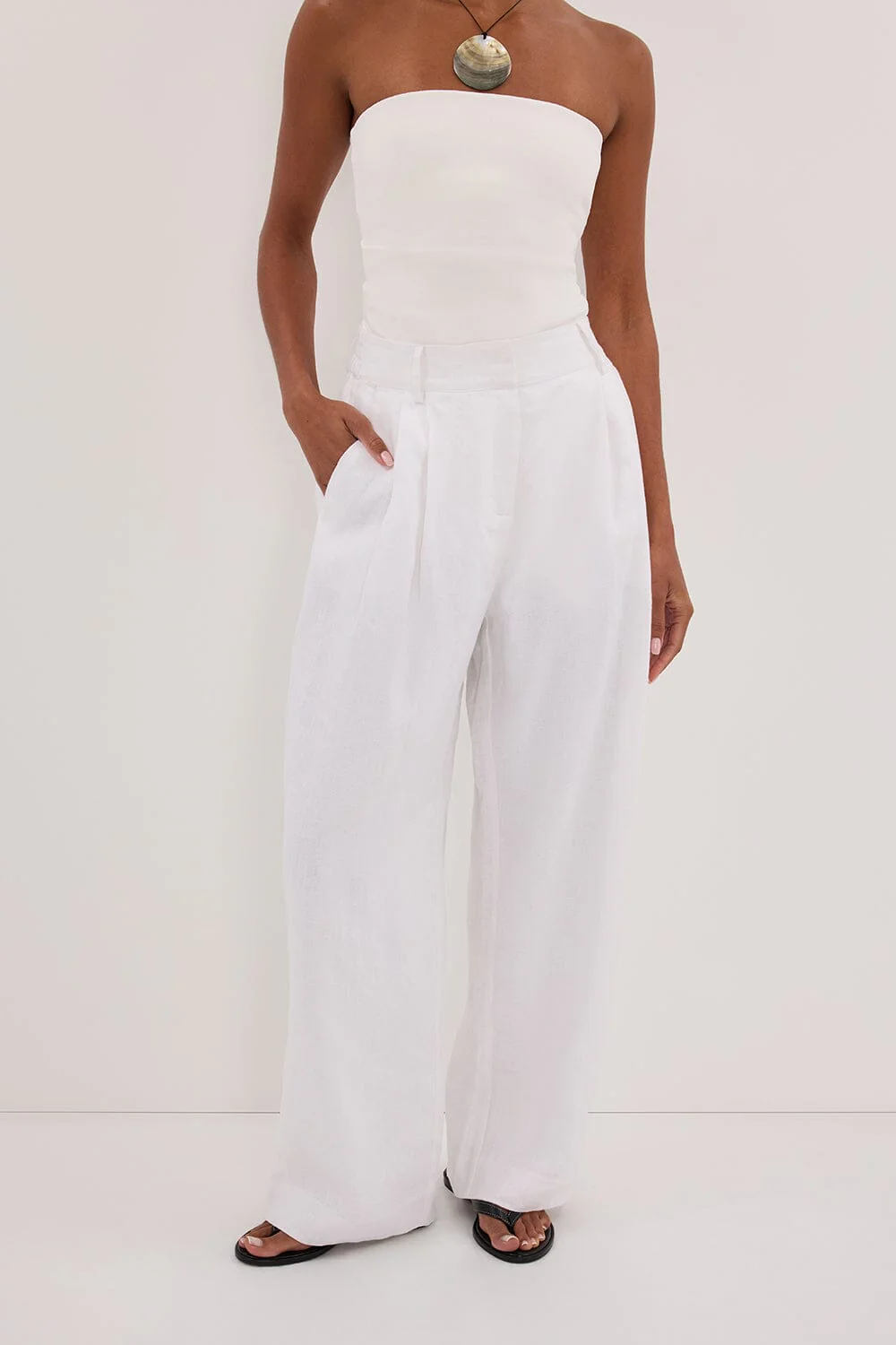 FRAN WHITE LINEN PANT - Image 2