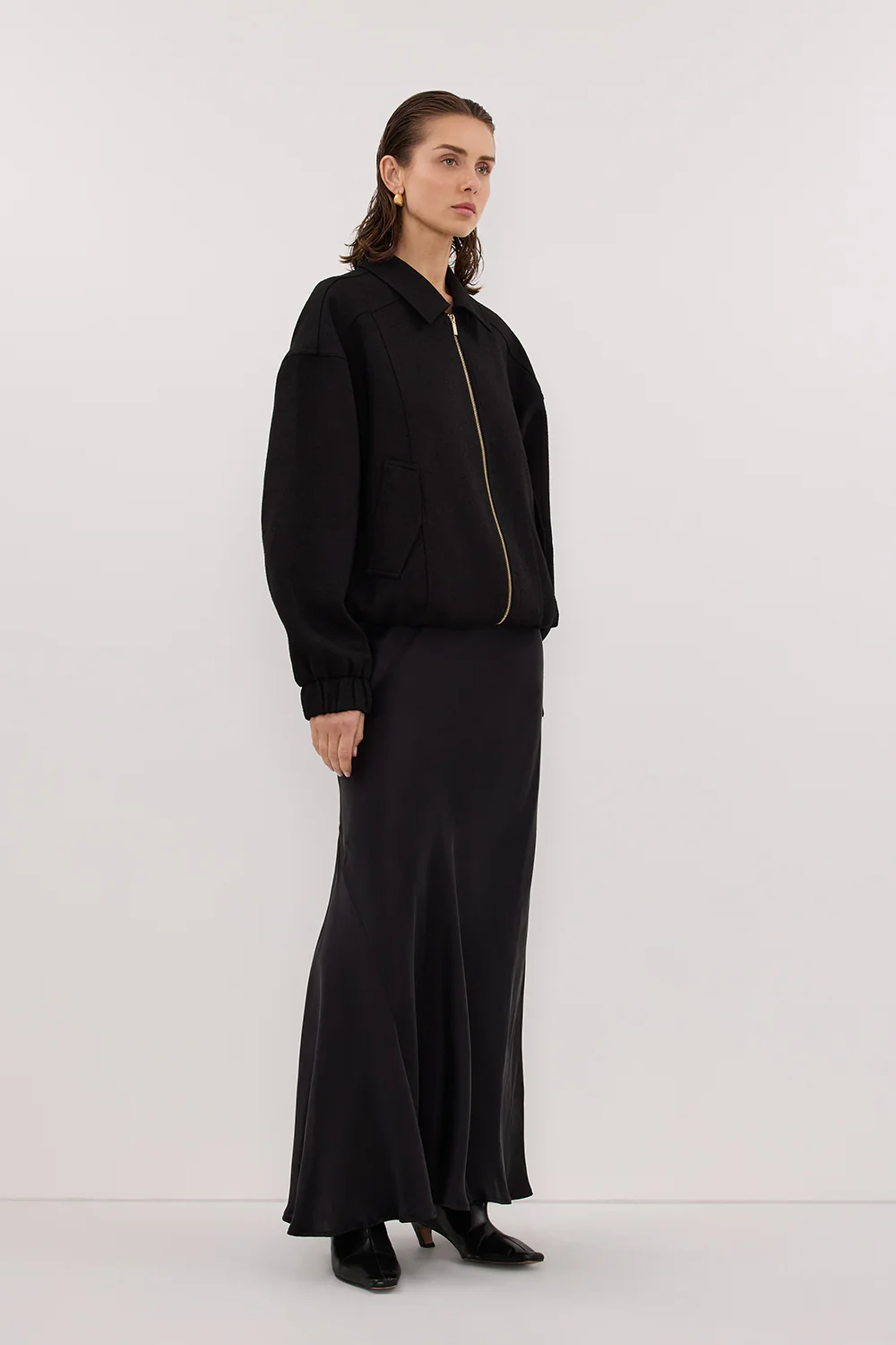 FRANKIE BLACK TWEED BOMBER JACKET - Image 3