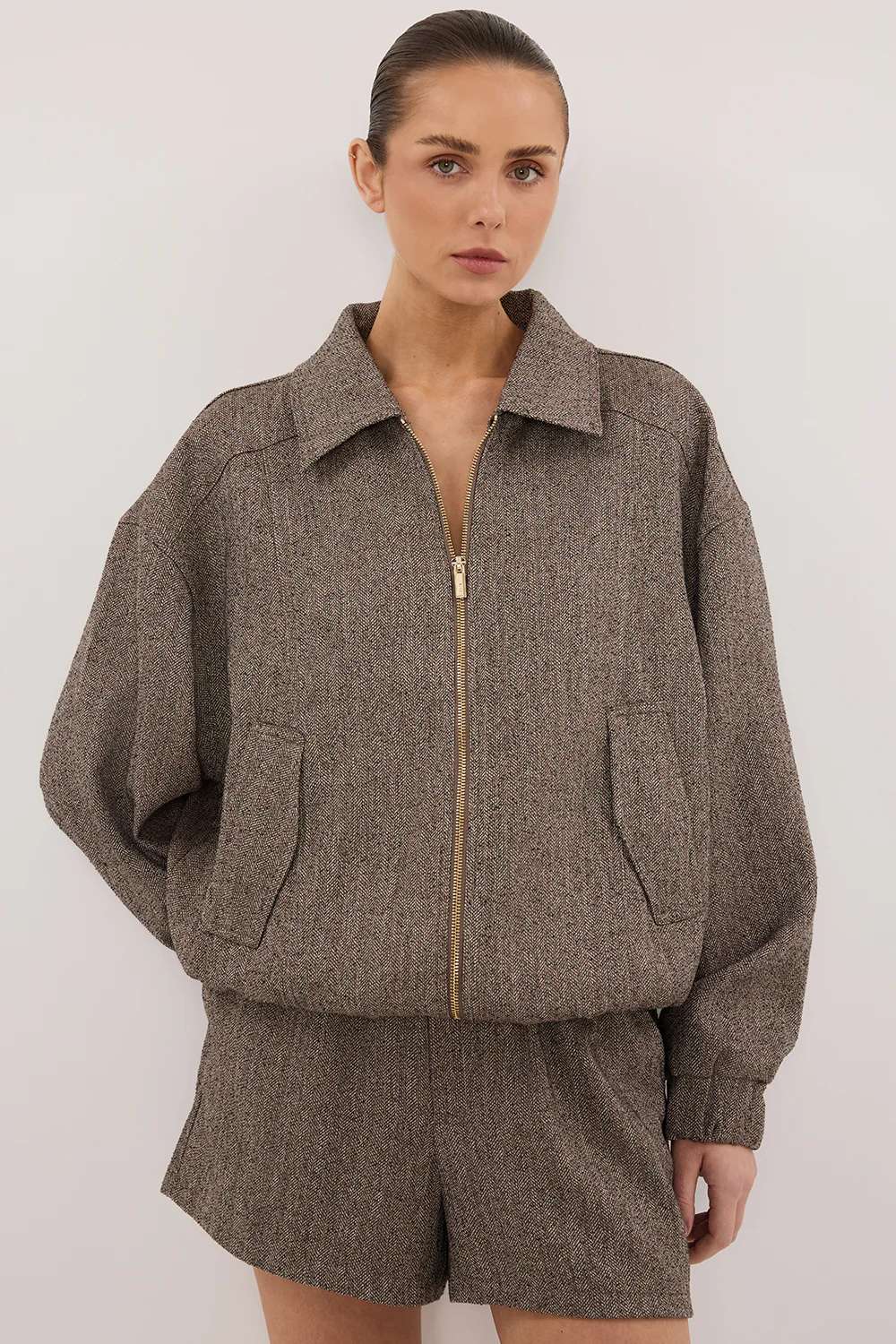 FRANKIE CHOC TWEED BOMBER JACKET - Image 3