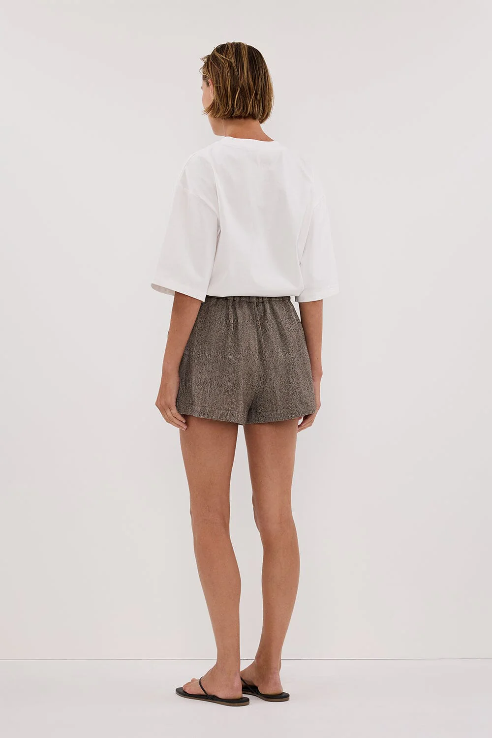 FRANKIE CHOC TWEED ELASTIC SHORT - Image 4