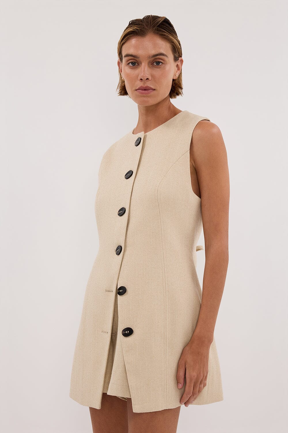 FRANKIE OAT TWEED TUNIC VEST - Image 2