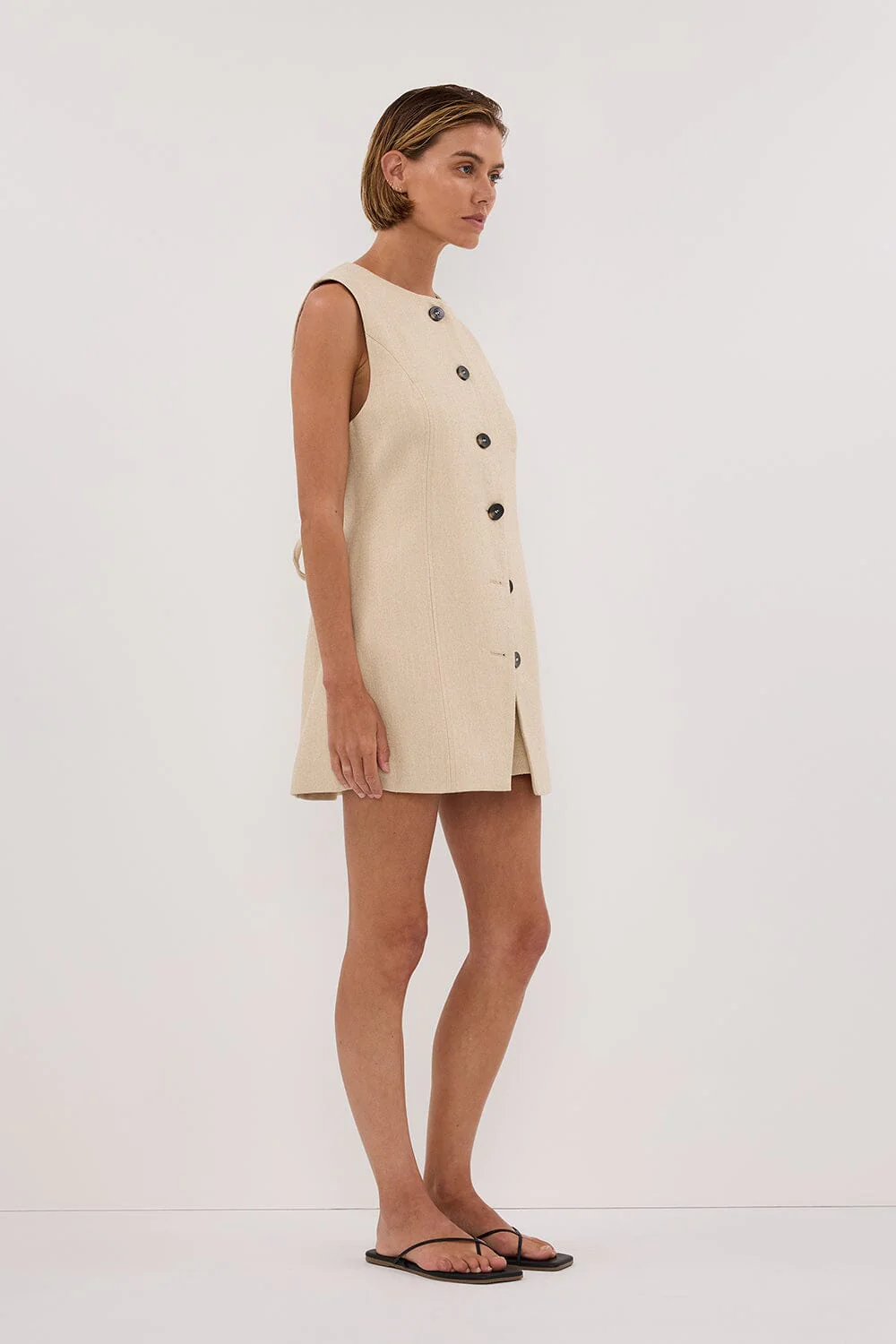 FRANKIE OAT TWEED TUNIC VEST - Image 4