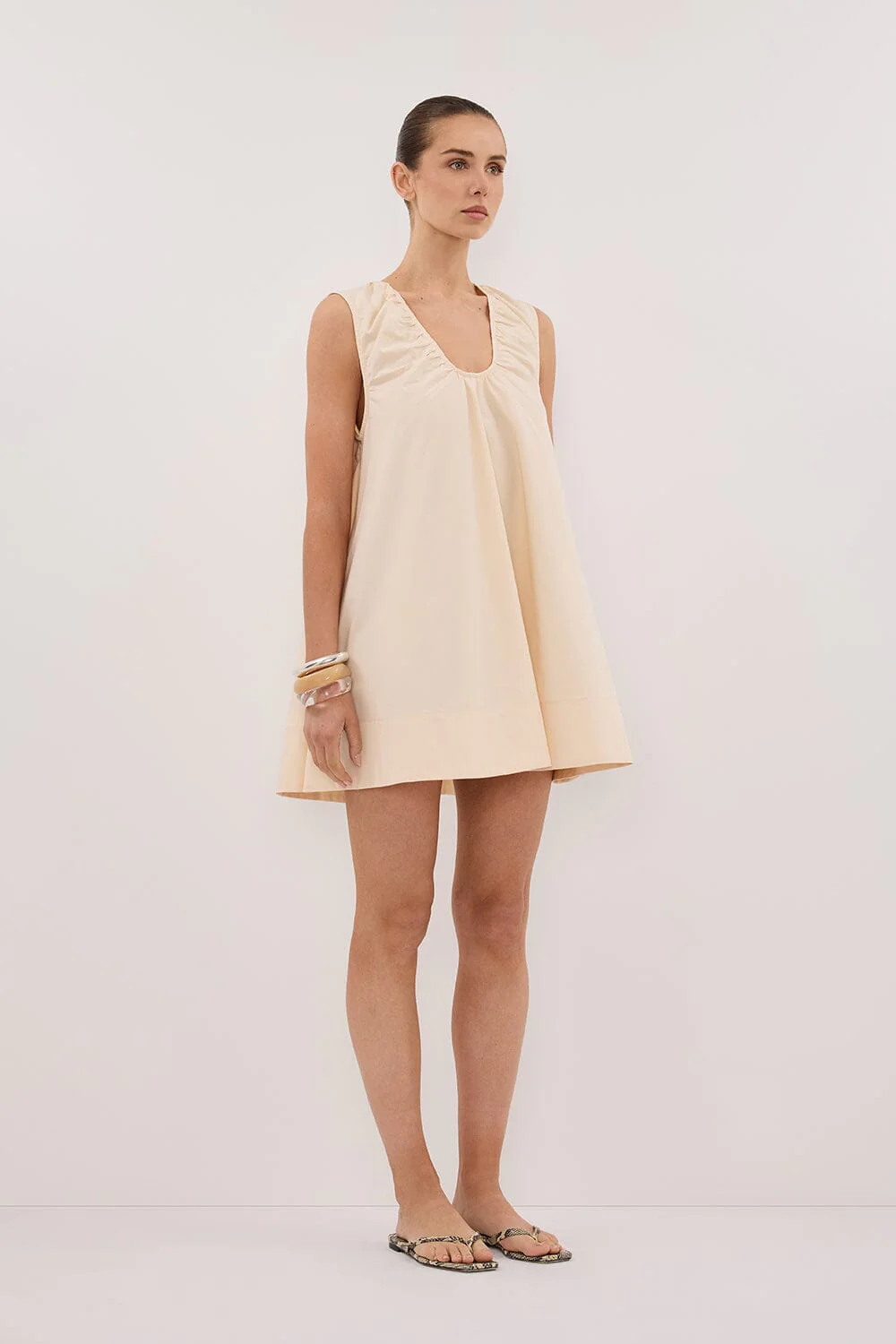 GABBY BUTTERMILK OVERSIZED COTTON MINI DRESS - Image 3