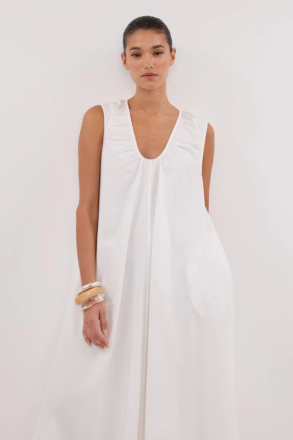 GABBY WHITE OVERSIZED COTTON MIDI DRESS - Image 2