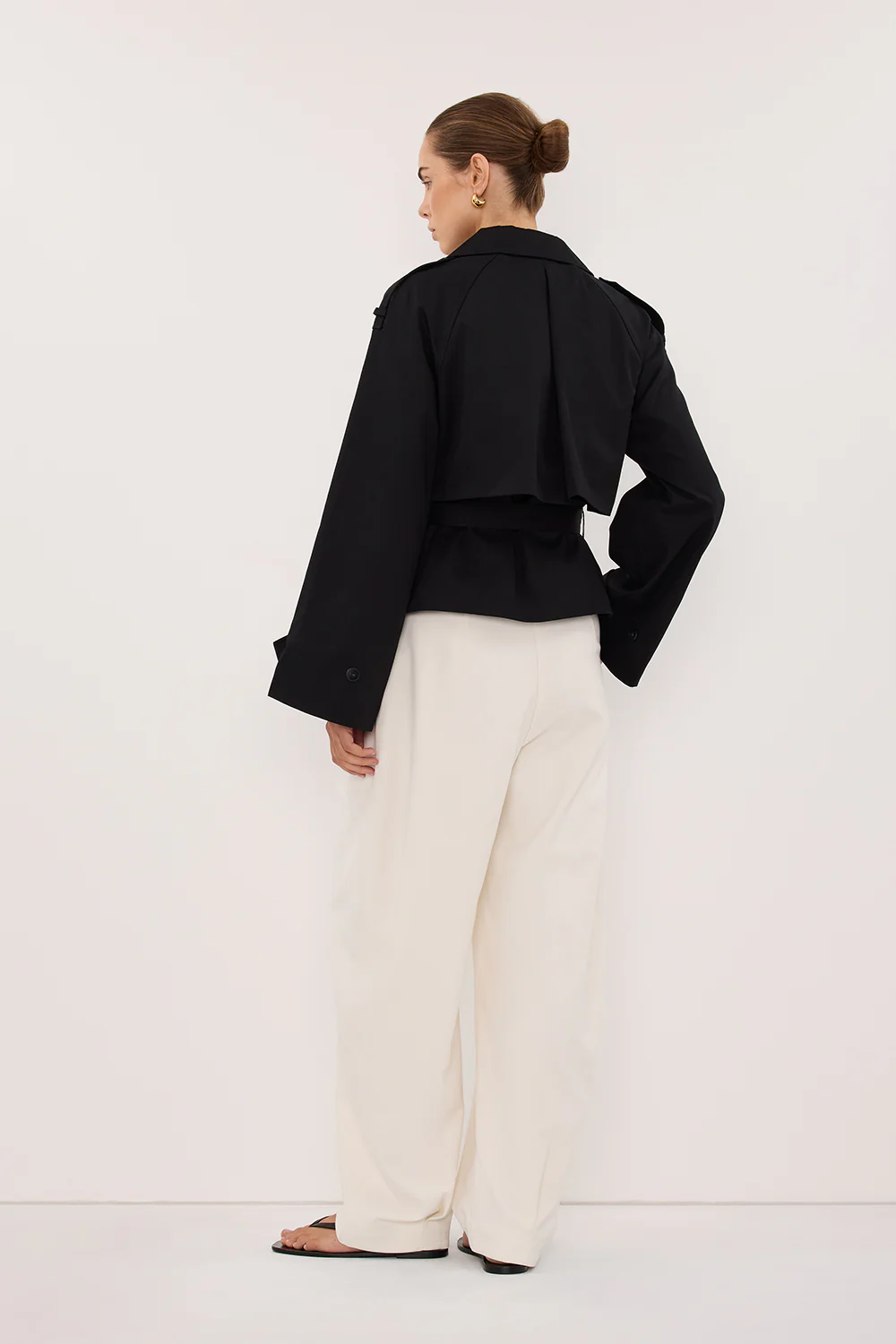 GABRIEL BLACK CROPPED TRENCH COAT - Image 5