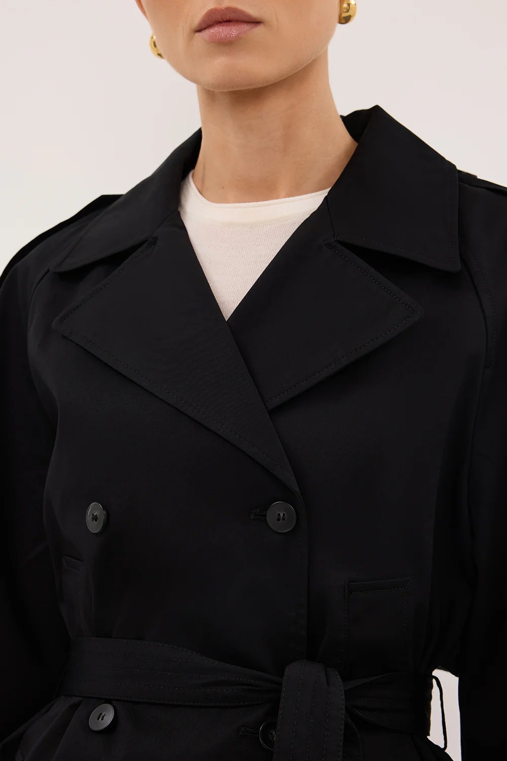 GABRIEL BLACK CROPPED TRENCH COAT - Image 6