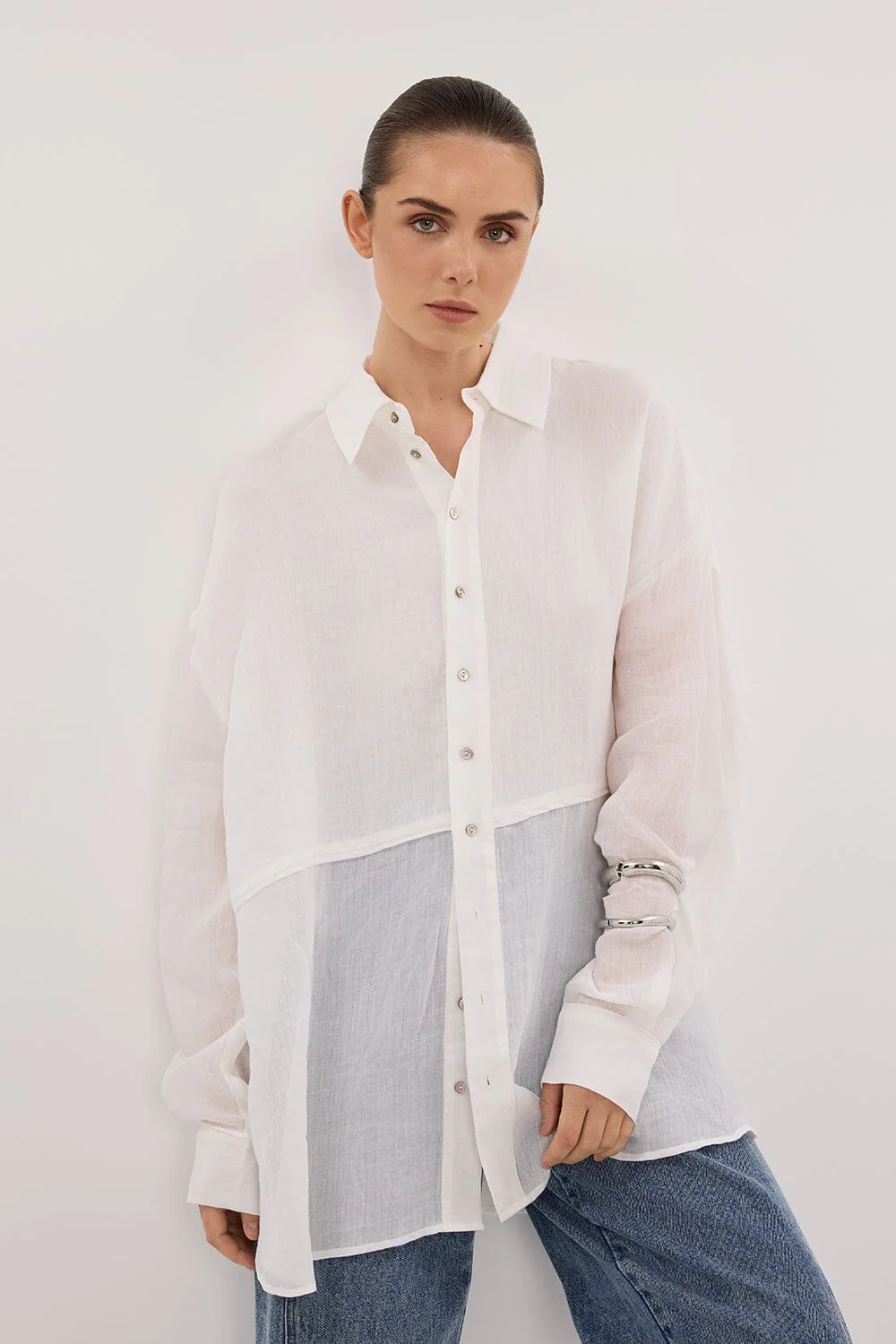 GIGI WHITE RAMIE LONG SLEEVE SHIRT - Image 2