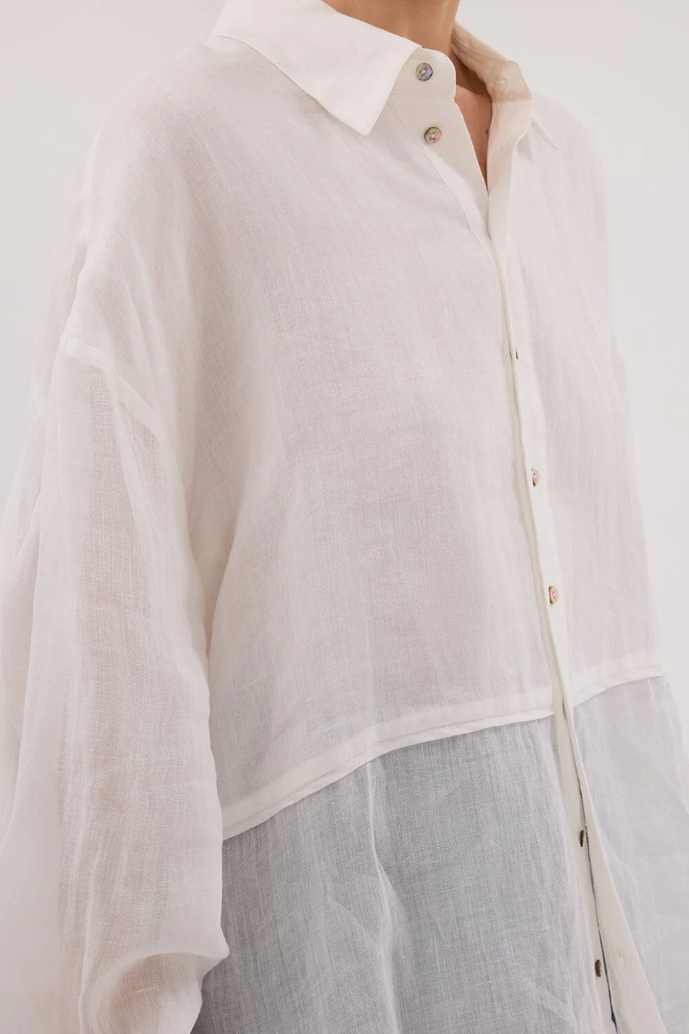 GIGI WHITE RAMIE LONG SLEEVE SHIRT - Image 5