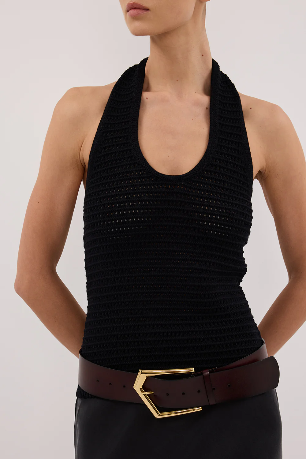 GINA BLACK HALTER CROCHET TOP - Image 5
