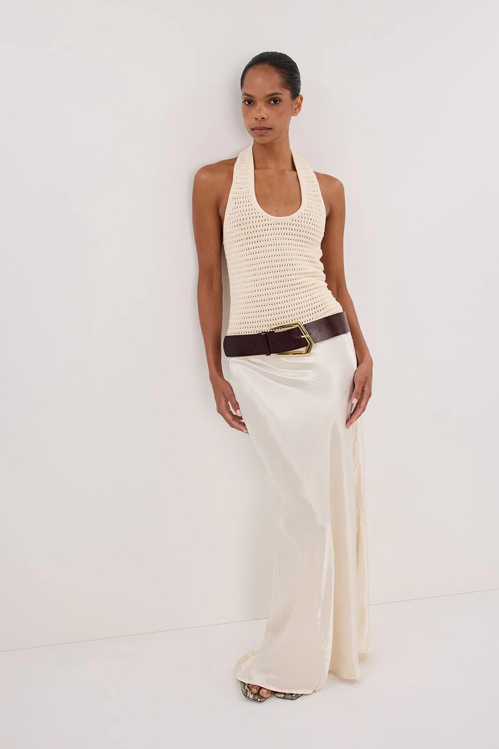 GINA CREAM HALTER CROCHET TOP - Image 6
