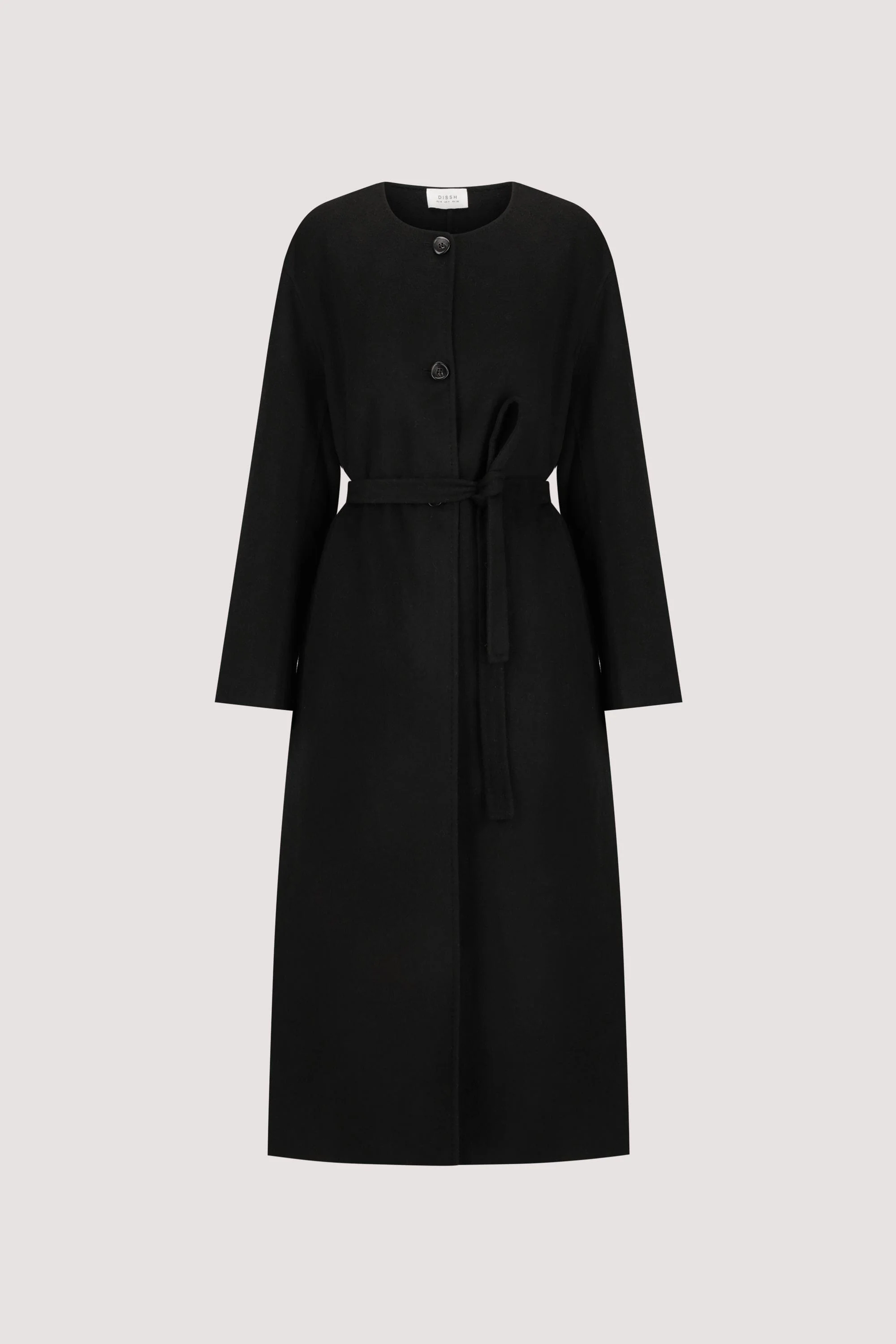GRETA BLACK COLLARLESS WOOL BLEND COAT - Image 8