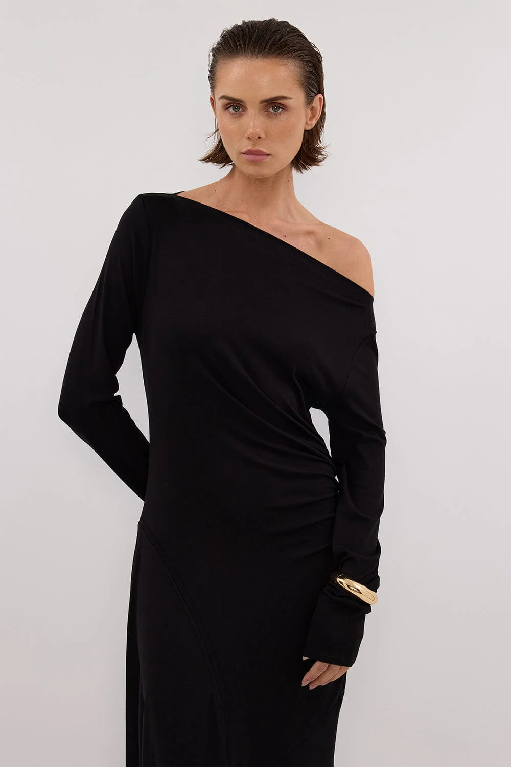 HADLEY BLACK LONG SLEEVE KNIT MAXI DRESS - Image 2