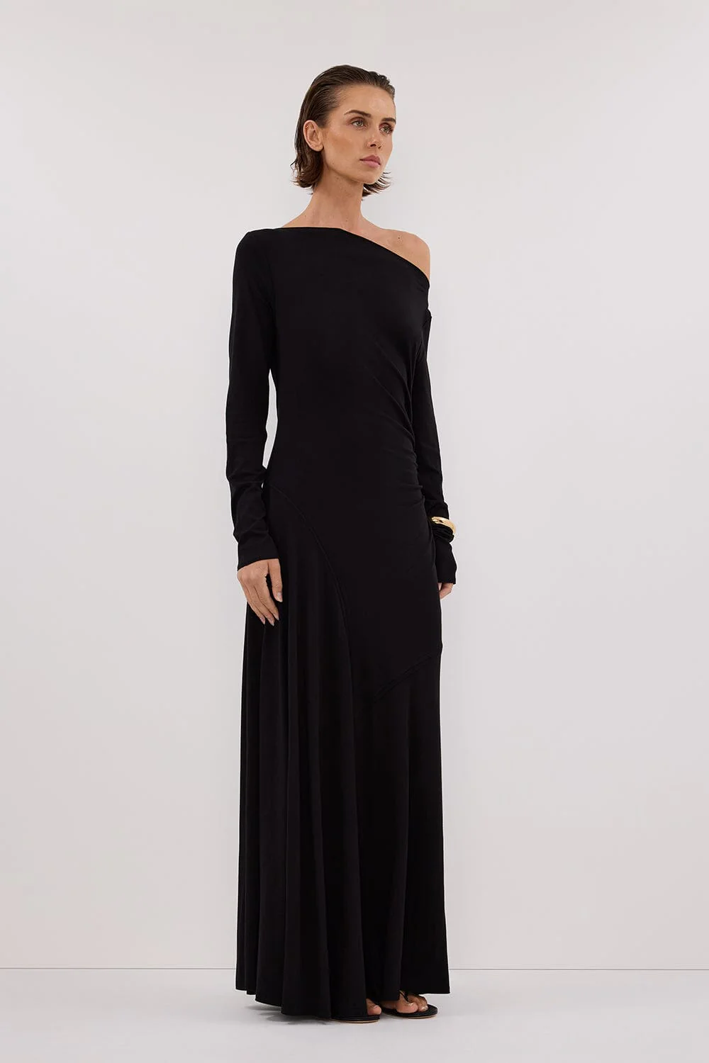 HADLEY BLACK LONG SLEEVE KNIT MAXI DRESS - Image 3