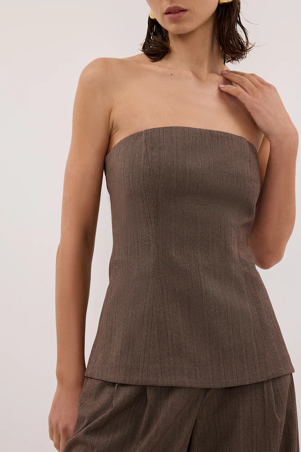 HAILEY CHOC STRAPLESS STRIPE BUSTIER TOP - Image 6