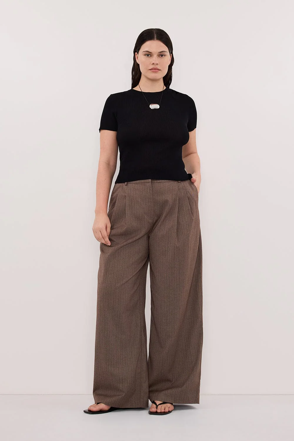 HAILEY CHOC STRIPE RELAXED PANT - Image 6