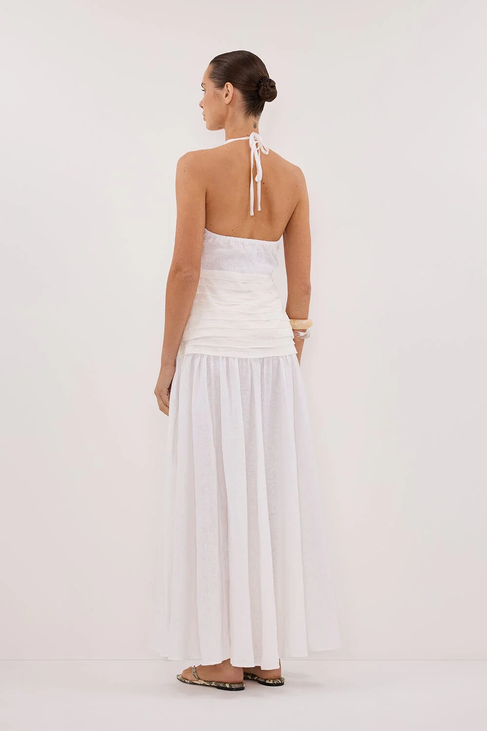 HALLIE WHITE LINEN HALTER TOP - Image 4