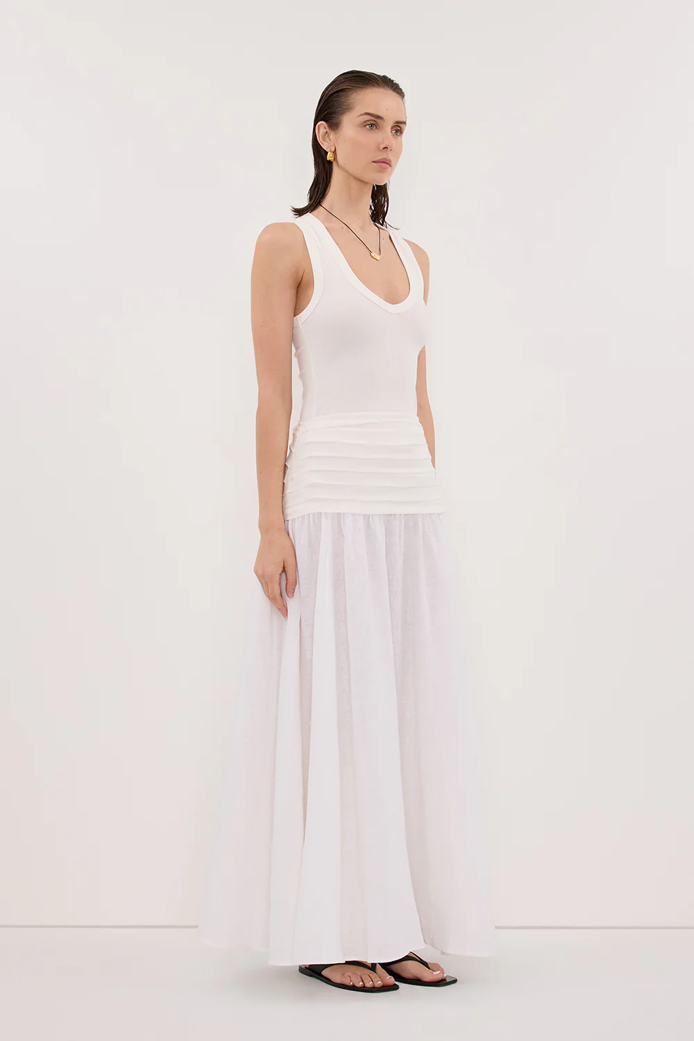 HALLIE WHITE LINEN MIDI SKIRT - Image 3
