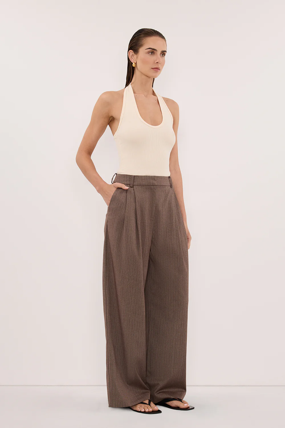 HARLAN SANDSTONE KNIT HALTER TOP - Image 3