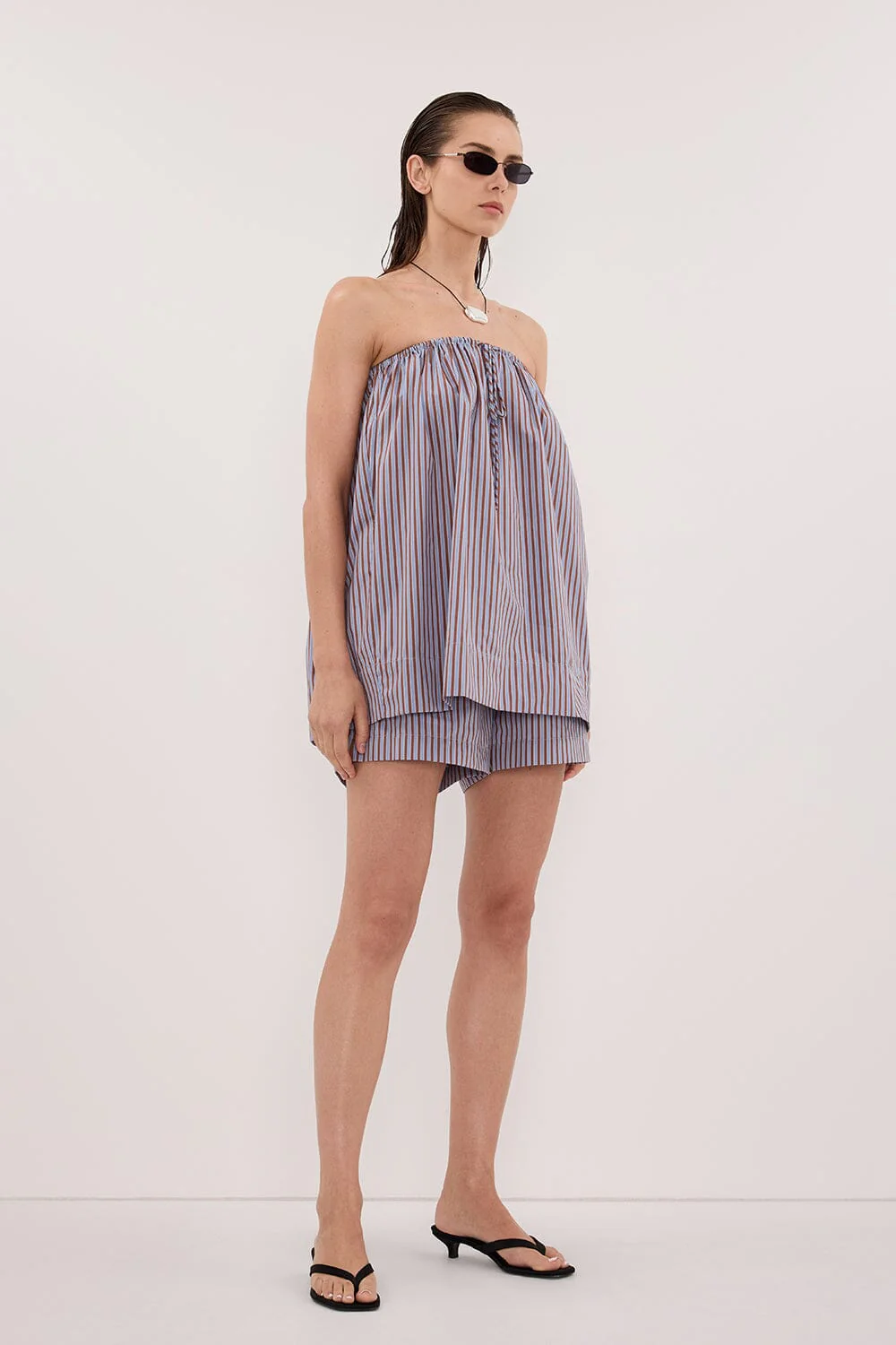 HARRI STRIPE COTTON BLEND SHORTS - Image 3