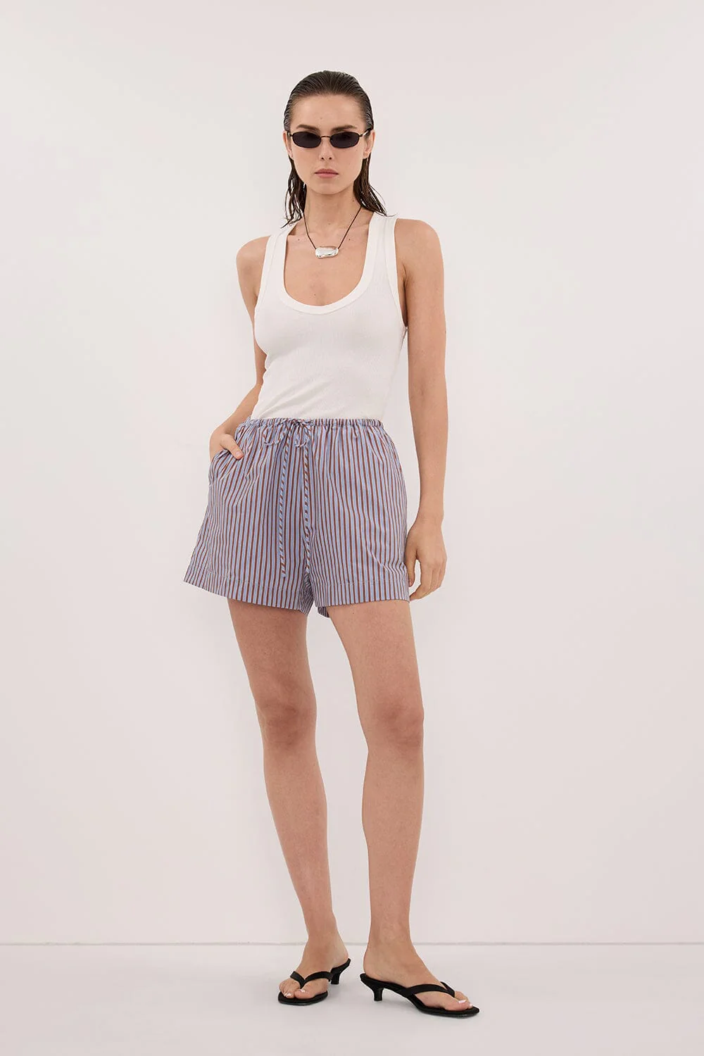 HARRI STRIPE COTTON BLEND SHORTS - Image 6