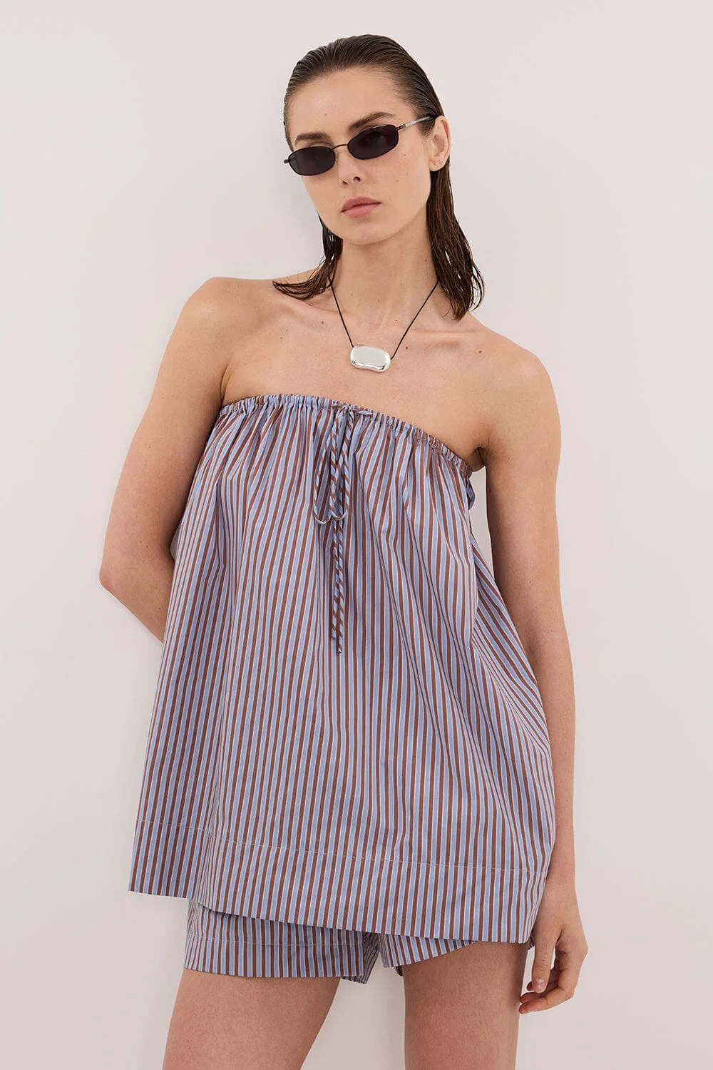 HARRI STRIPE STRAPLESS TOP - Image 2