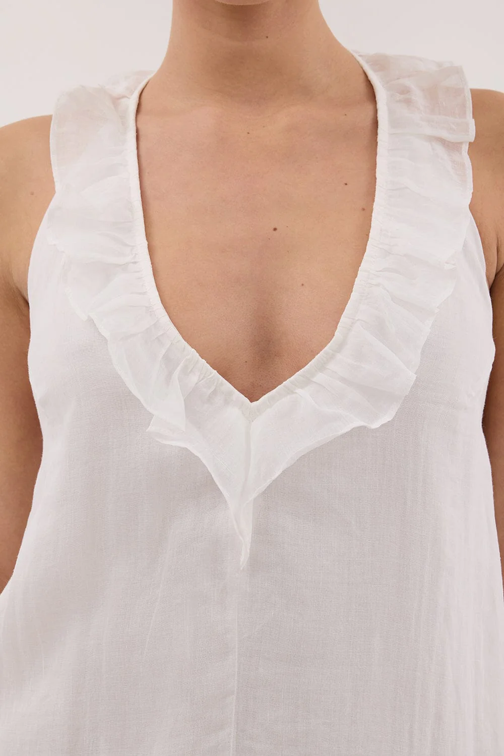 HAZEL WHITE RAMIE SLEEVELESS MIDI DRESS - Image 5