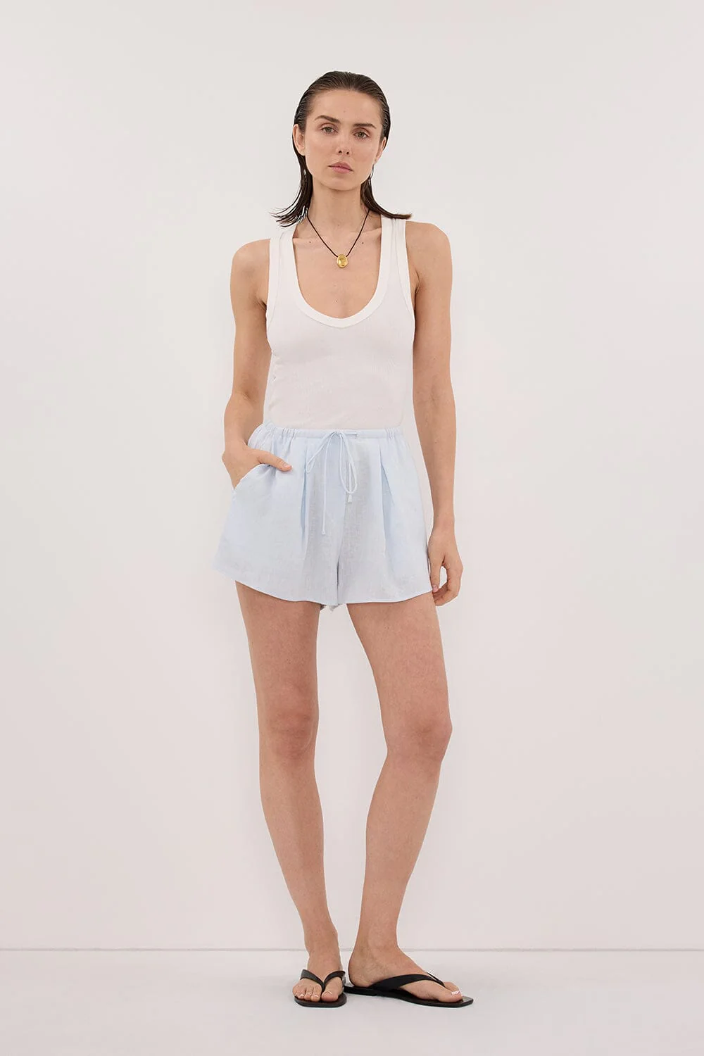 HELENA CORNFLOWER LINEN SHORT - Image 6