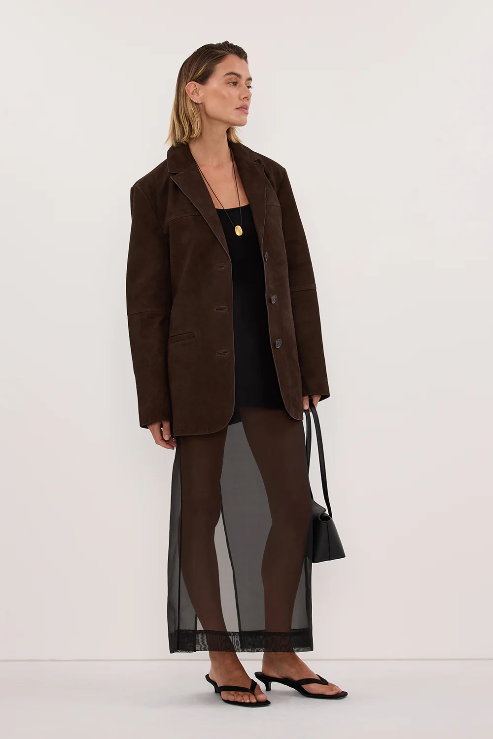 HENDRIX BITTER CHOC OVERSIZED SUEDE LEATHER JACKET - Image 4