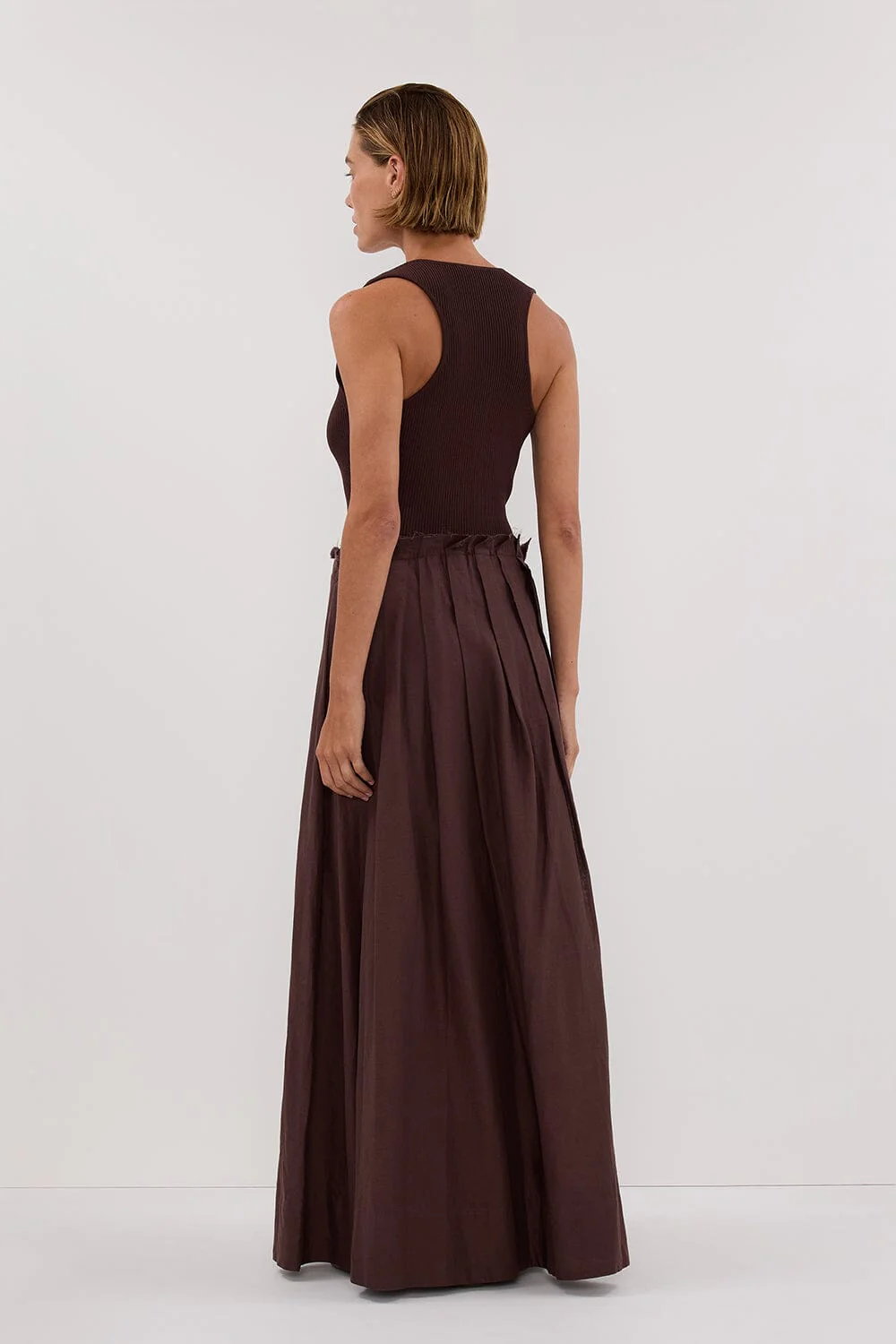 HOLLY BITTER CHOC HYBRID MIDI DRESS - Image 5
