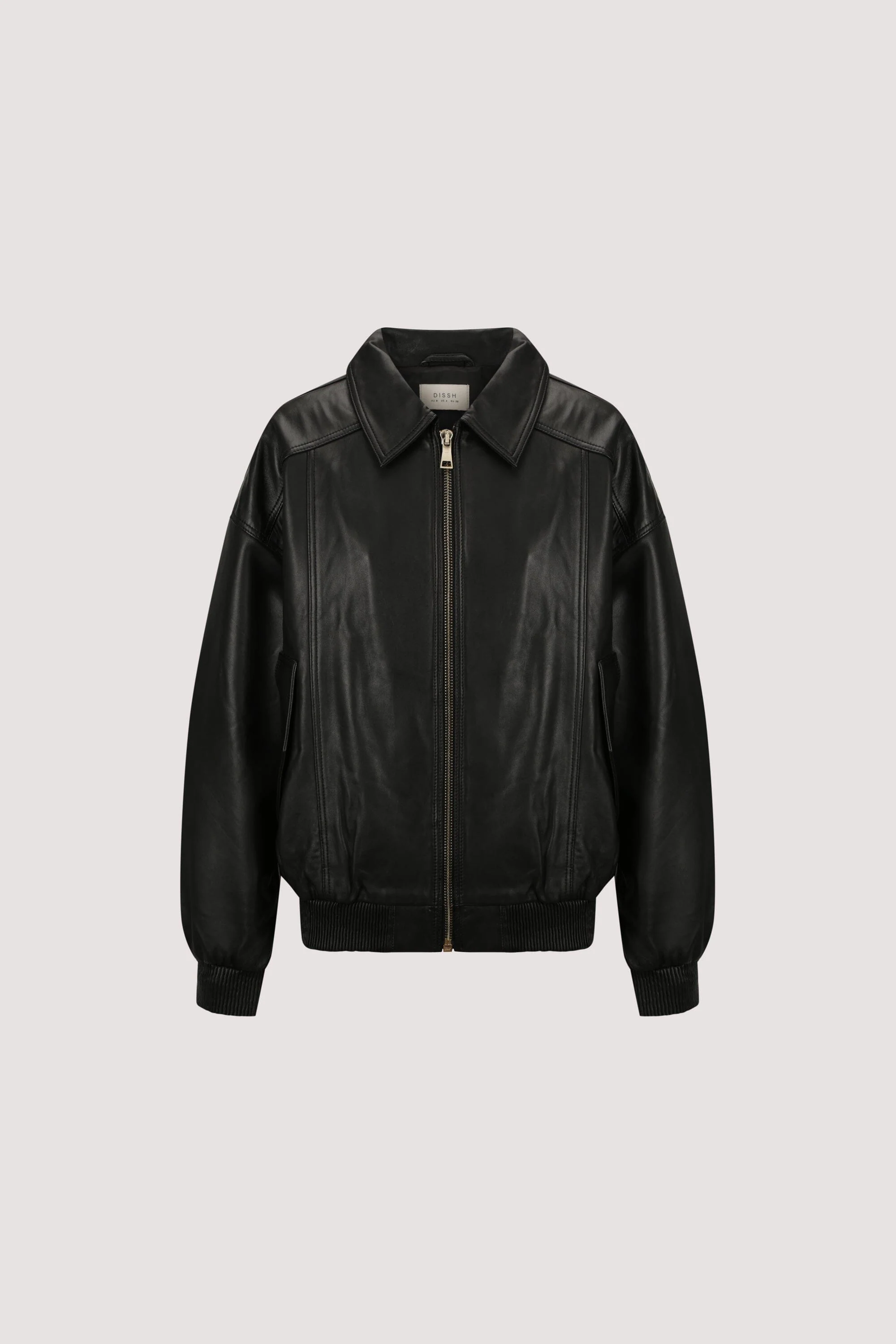 HUTTON BLACK LEATHER BOMBER JACKET - Image 7