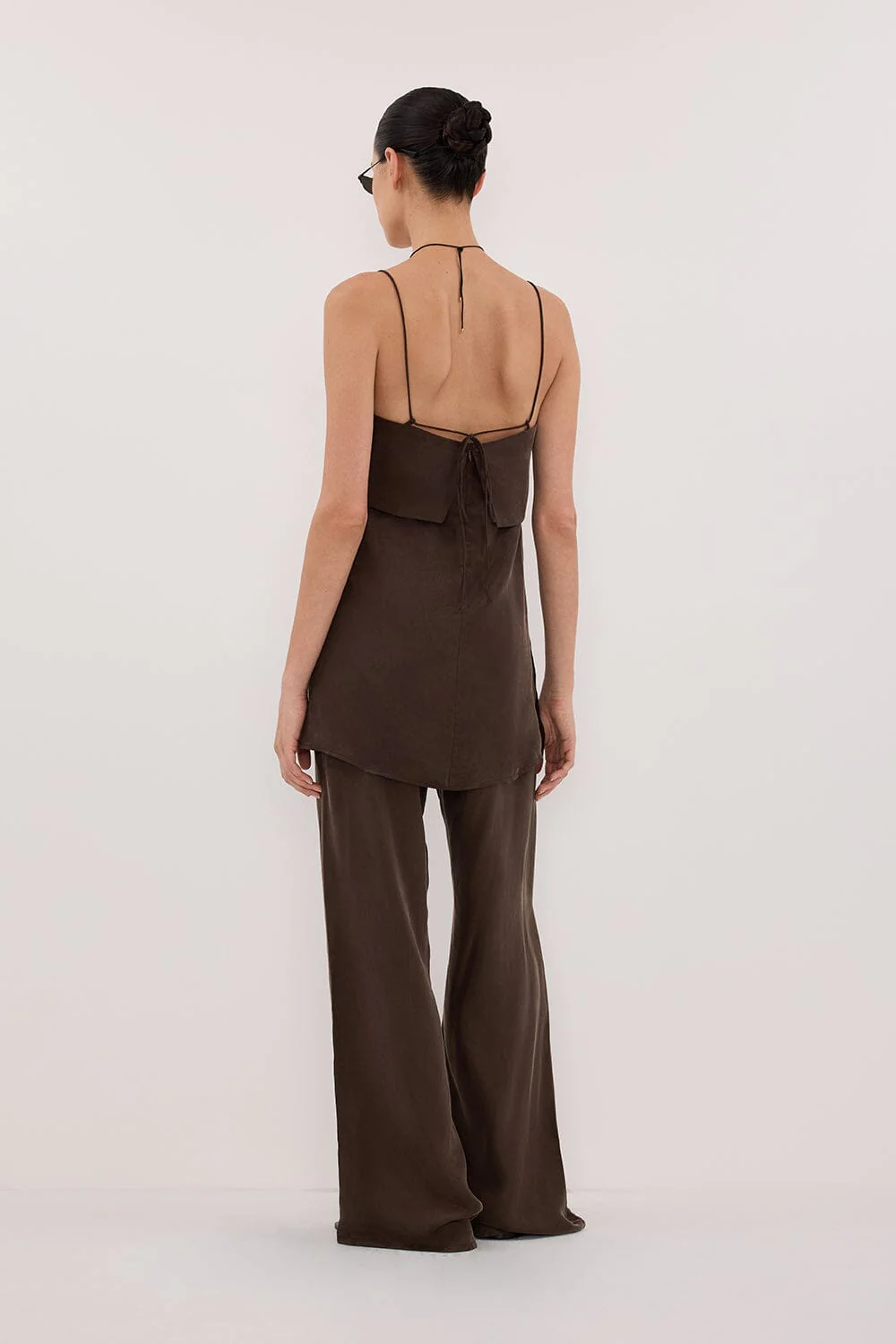 IDA BITTER CHOC SLEEVELESS FOLDOVER CAMI TOP - Image 4