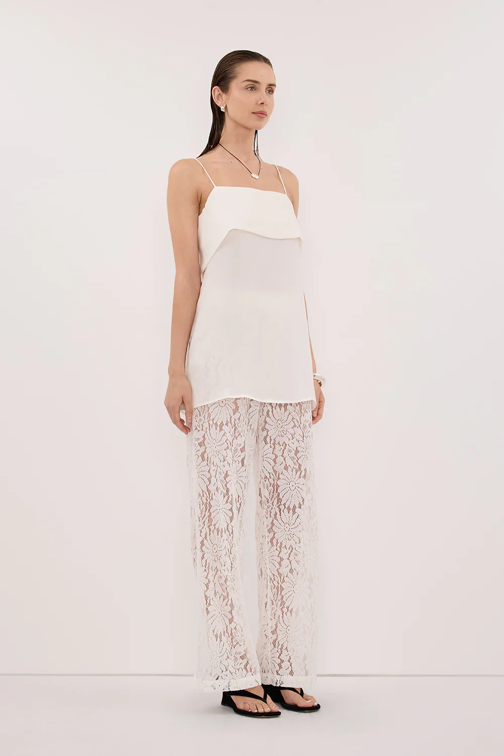 IDA WHITE SLEEVELESS FOLDOVER CAMI TOP - Image 3