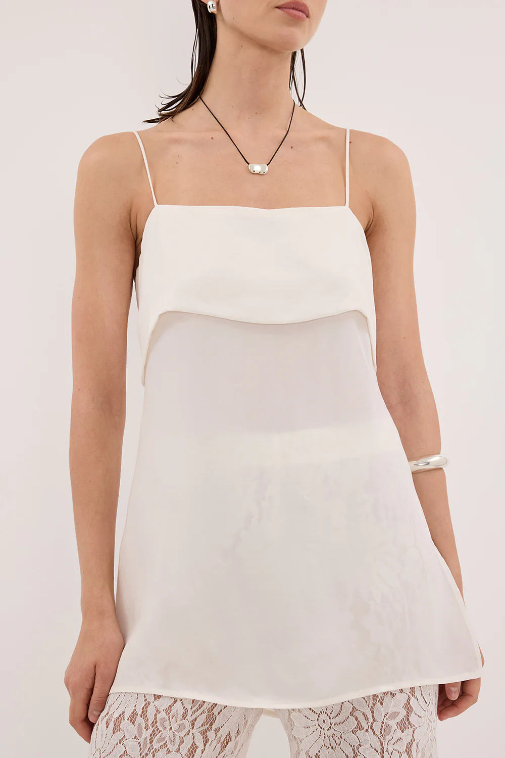 IDA WHITE SLEEVELESS FOLDOVER CAMI TOP - Image 5