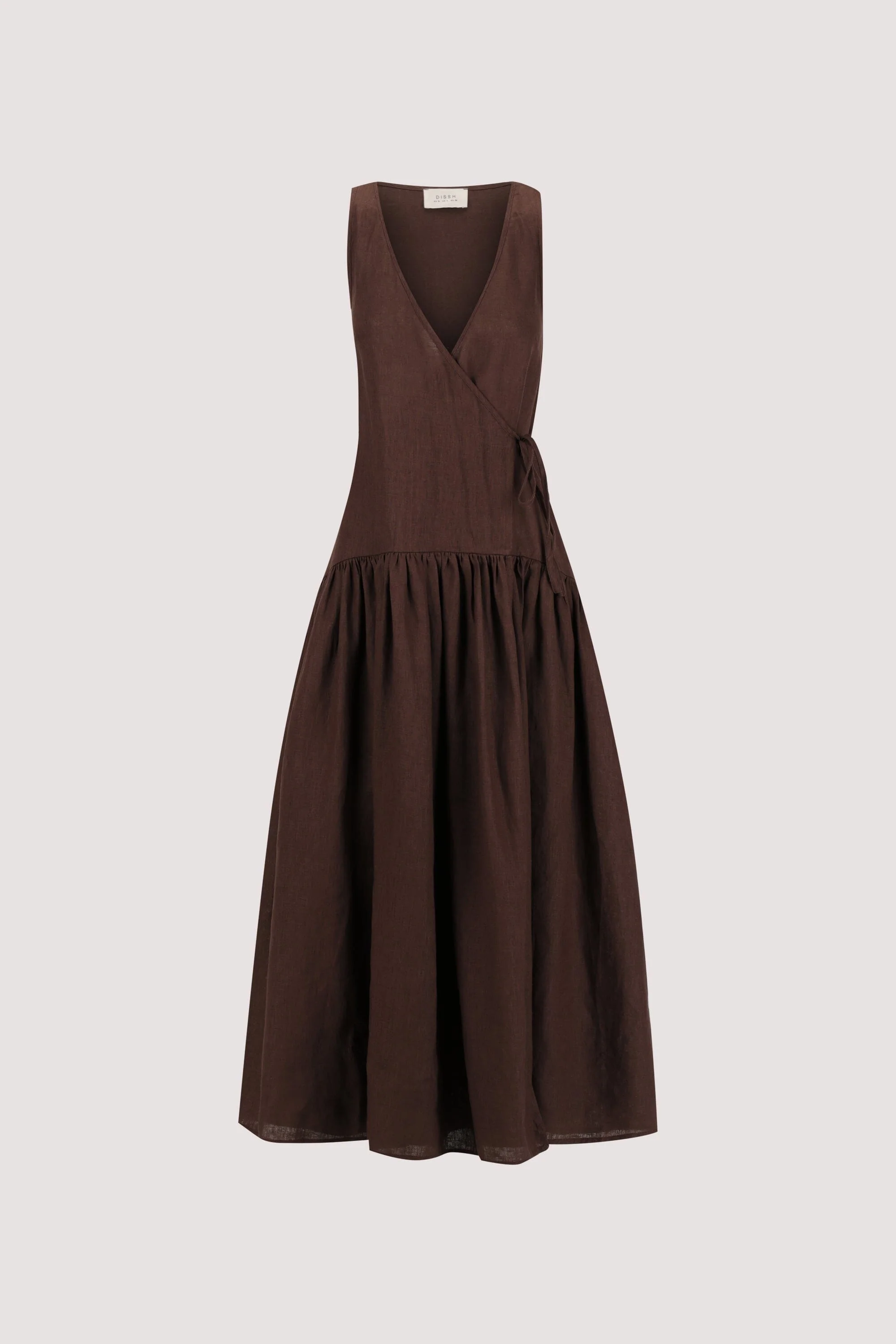 ILIO COCOA SLEEVELESS LINEN WRAP MIDI DRESS - Image 6
