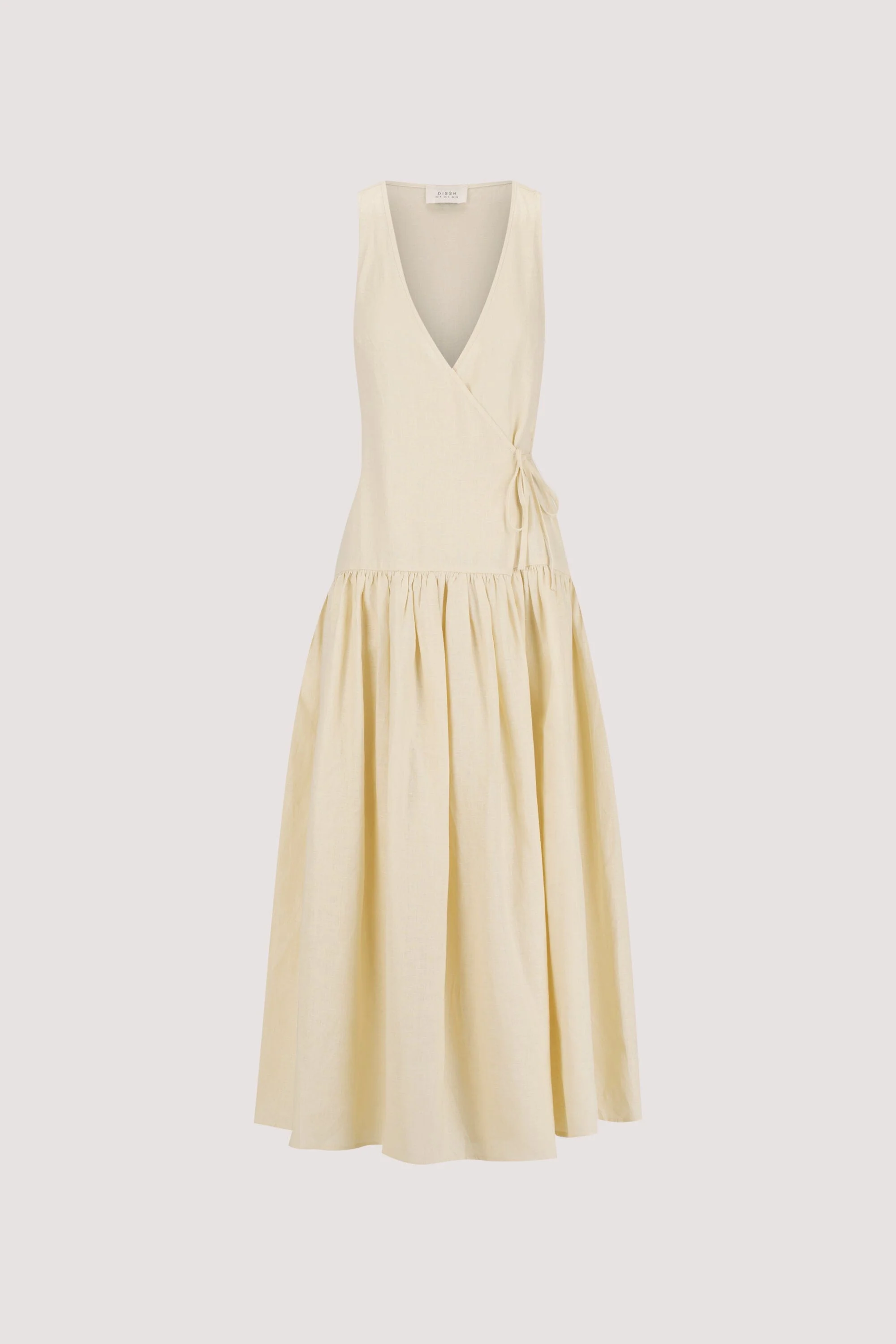 ILIO STRAW SLEEVELESS LINEN WRAP MIDI DRESS - Image 6