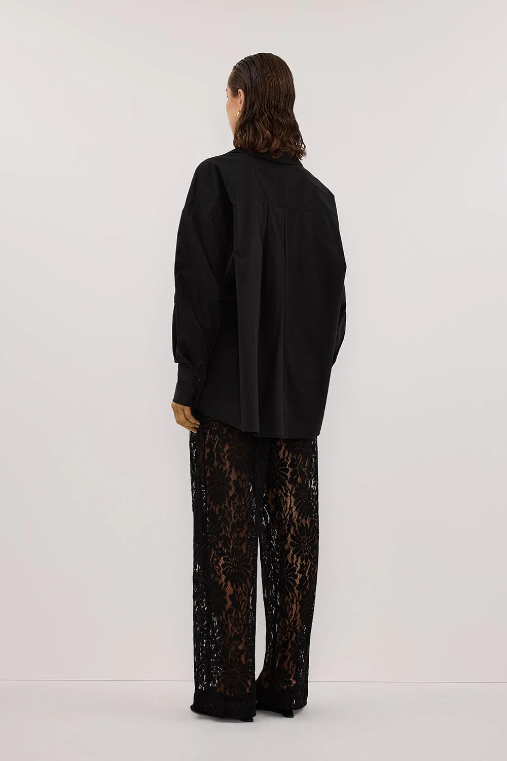 IRENE BLACK LONG SLEEVE NOTCH COLLAR SHIRT - Image 4