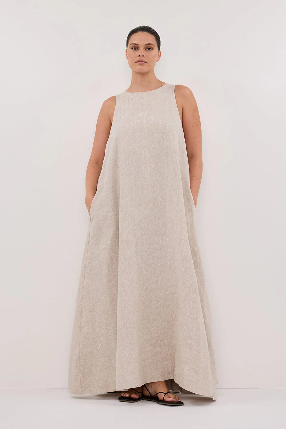 ISABELLE NATURAL LINEN MIDI DRESS - Image 6