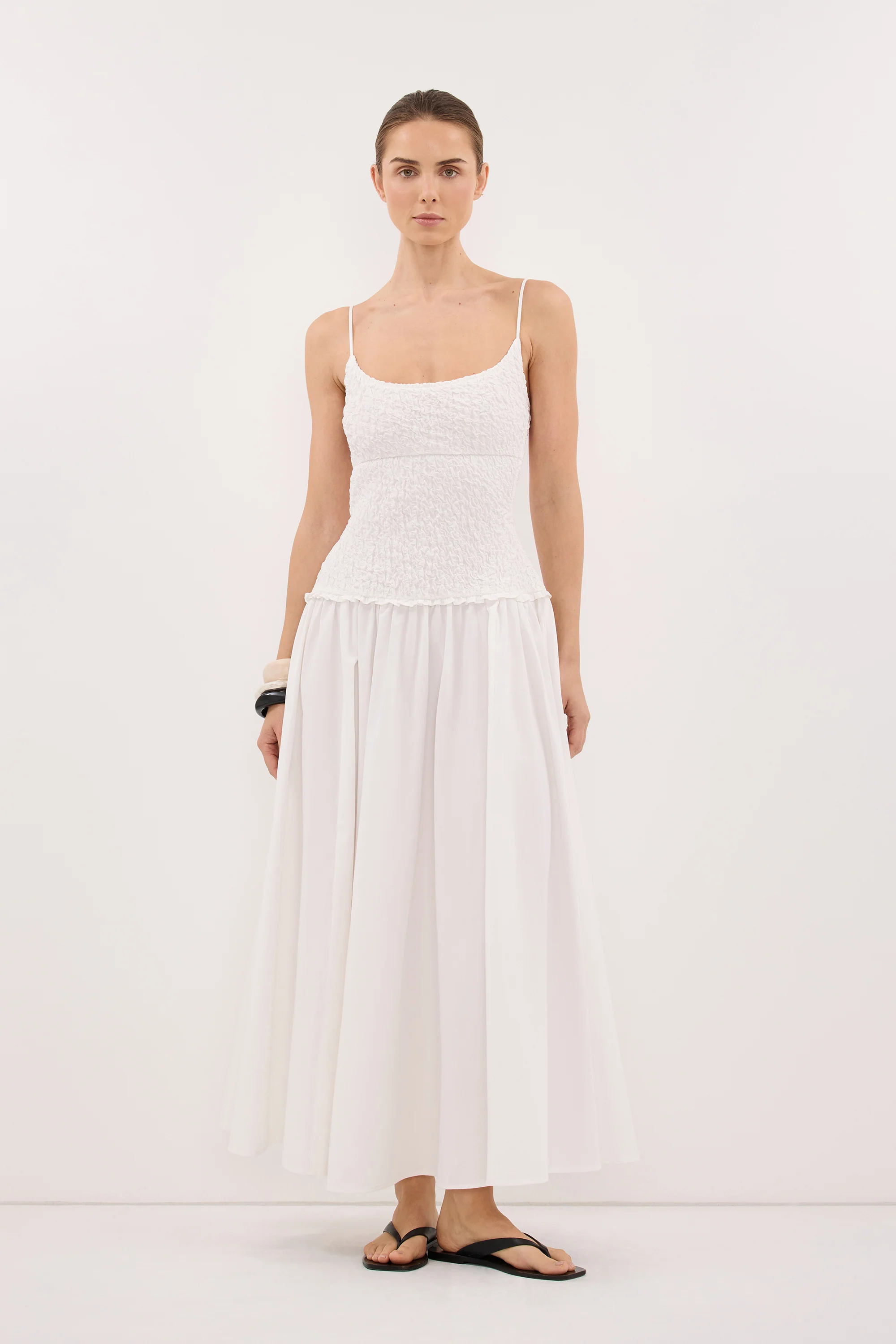 IZAIAH WHITE COTTON MIDI DRESS - Image 3