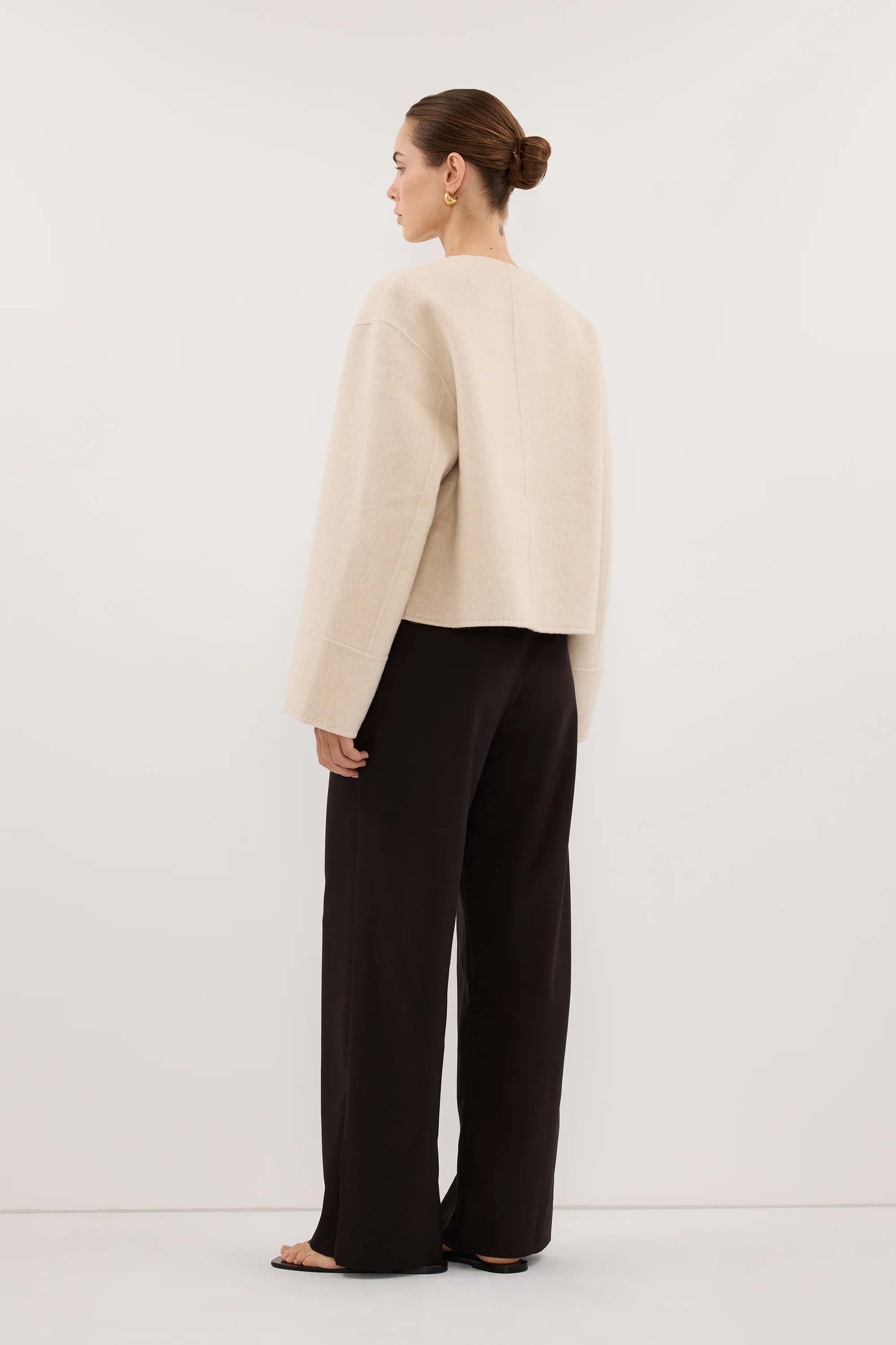 JACLYN IVORY MARLE CROPPED WOOL BLEND COAT - Image 4
