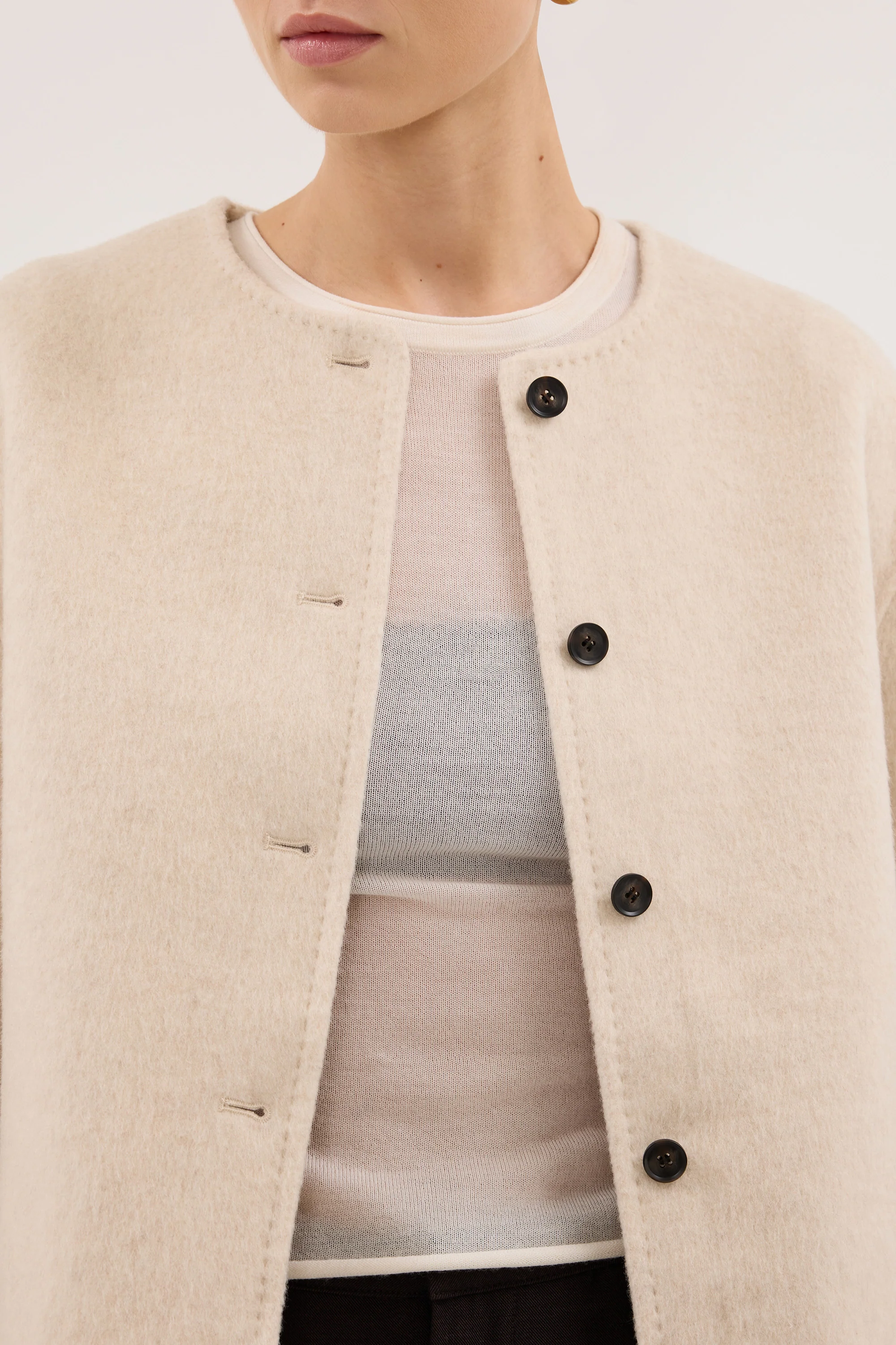 JACLYN IVORY MARLE CROPPED WOOL BLEND COAT - Image 5