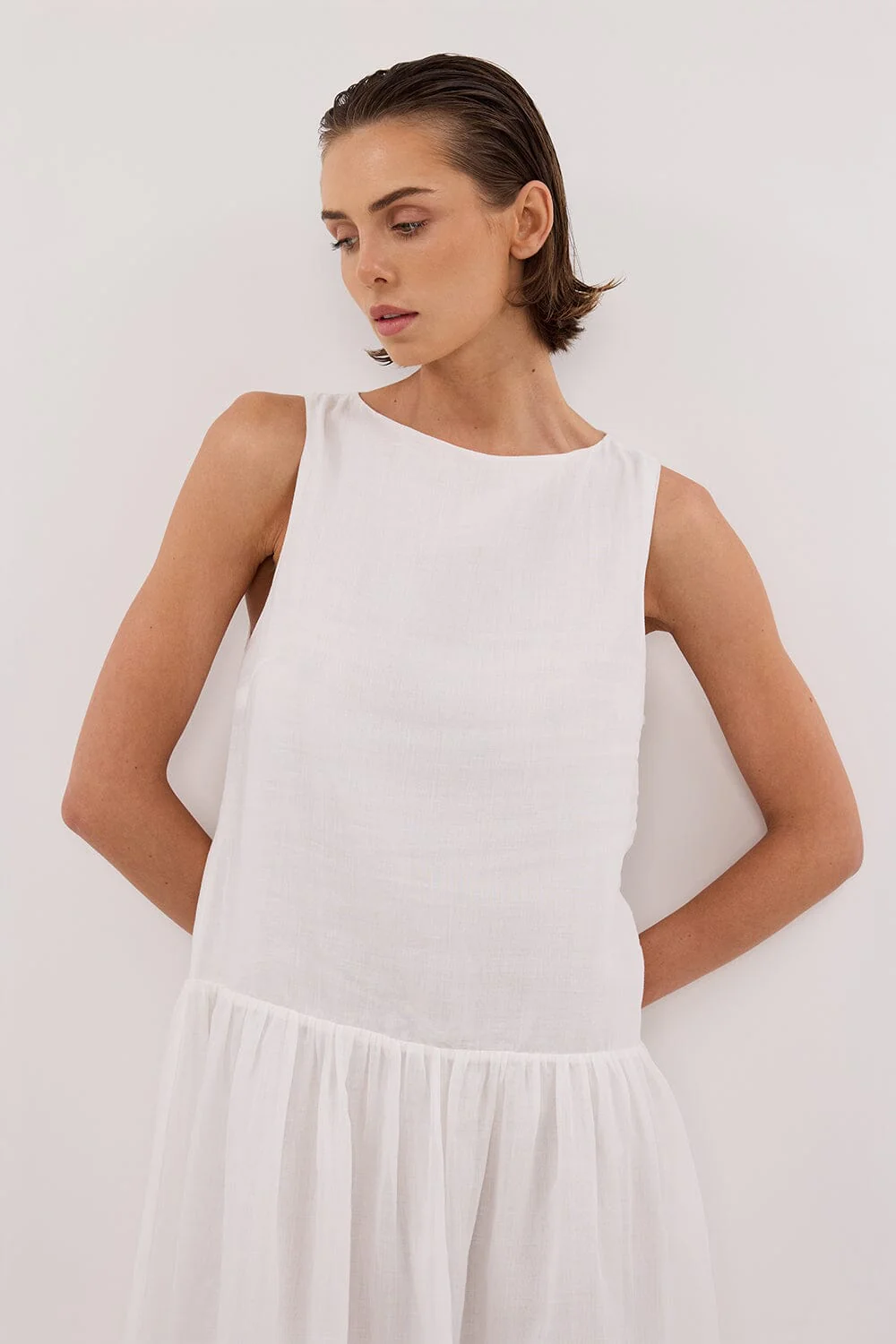 JACQUES WHITE RAMIE MIDI DRESS - Image 2