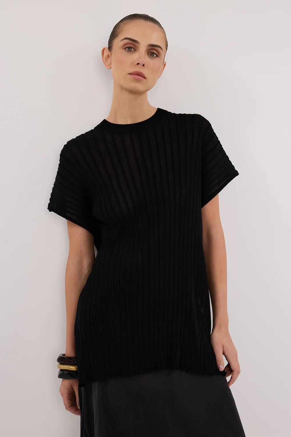 JADE BLACK SLEEVELESS KNIT TOP - Image 2