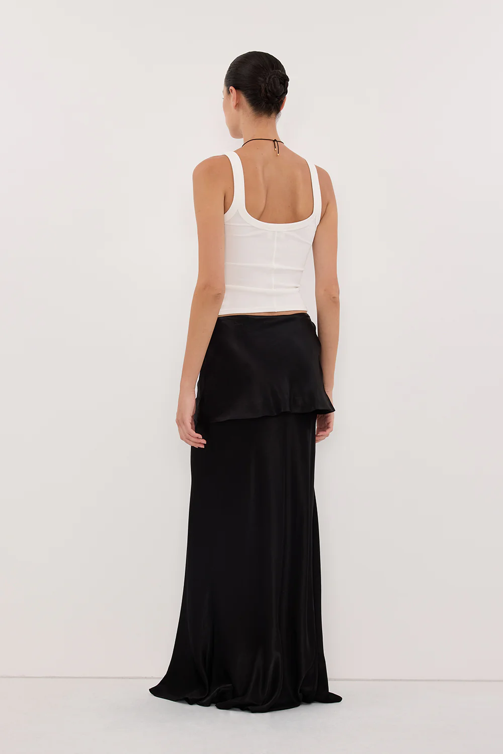 JELENA BLACK SATIN OVERLAY MAXI SKIRT - Image 4