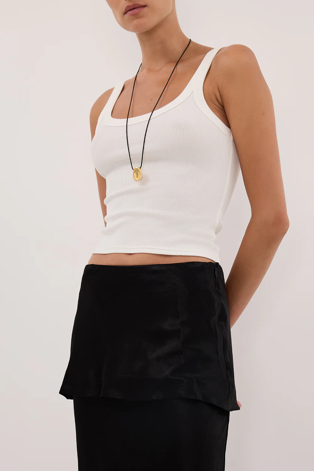 JELENA BLACK SATIN OVERLAY MAXI SKIRT - Image 5