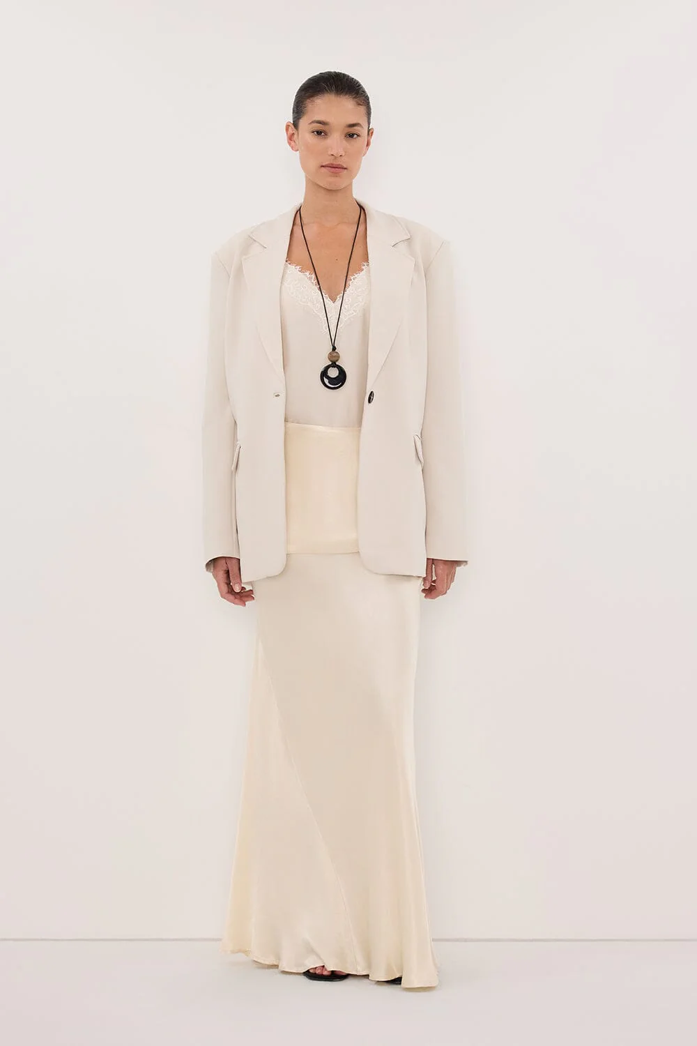 JELENA CREAM SATIN OVERLAY MAXI SKIRT - Image 6