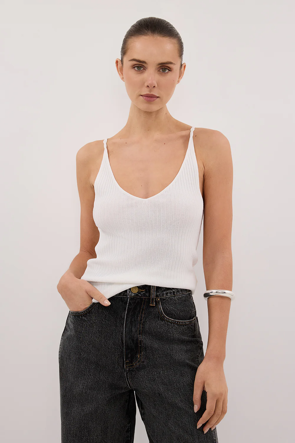 JOY OFF WHITE TWIST KNIT TANK - Image 2