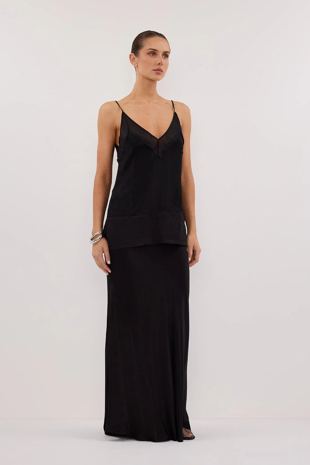 JUDE BLACK SATIN RAMIE CAMI TOP - Image 3