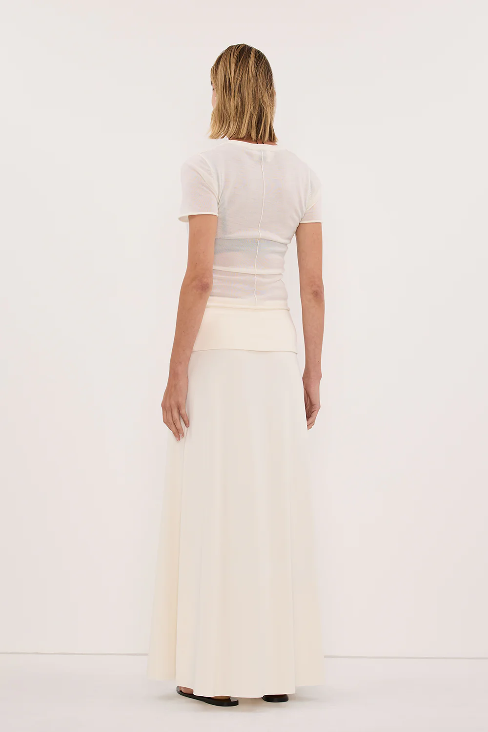 JULIE OFF WHITE MODAL BLEND MAXI SKIRT - Image 4