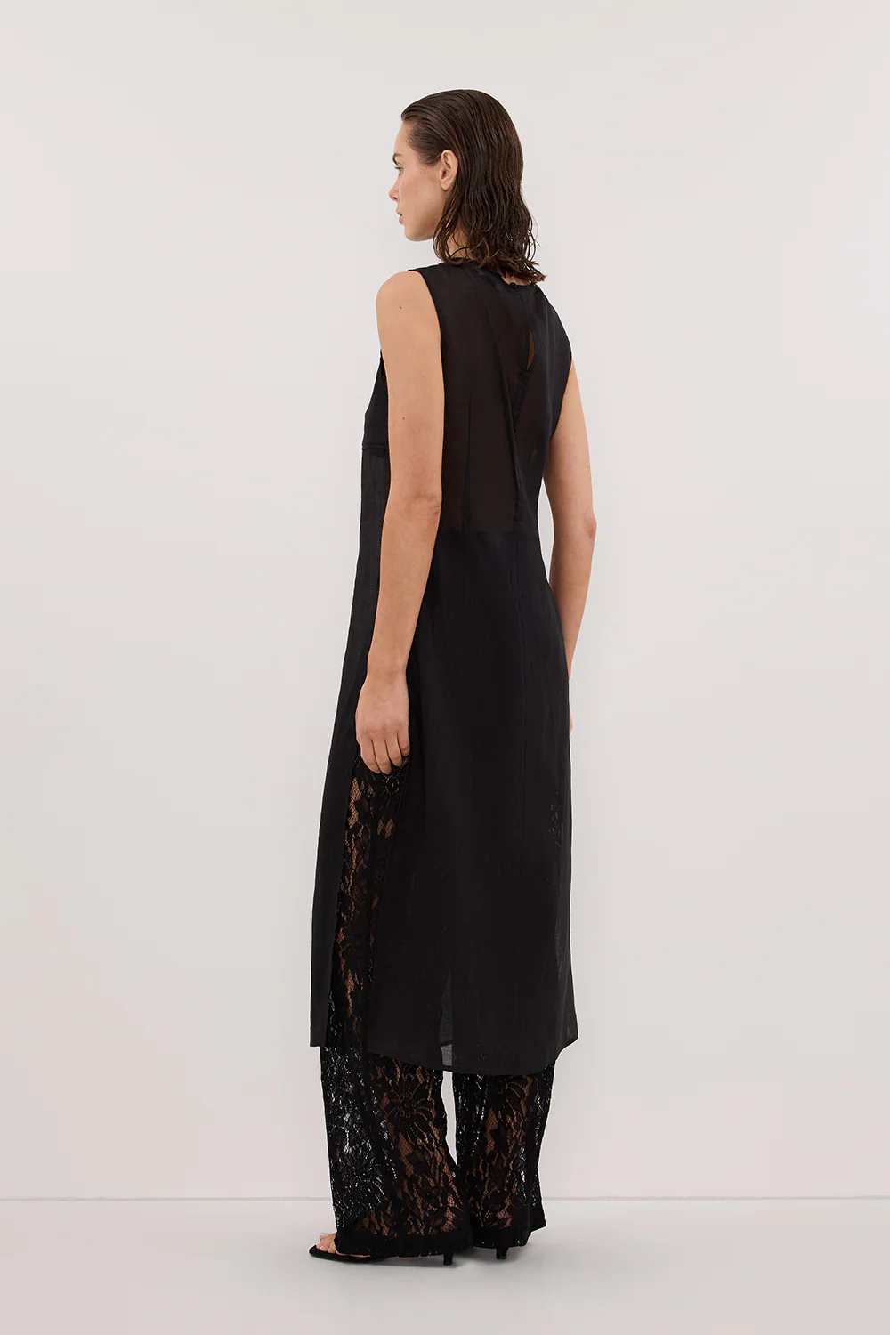 KAI BLACK SLEEVELESS RAMIE TUNIC TOP - Image 5