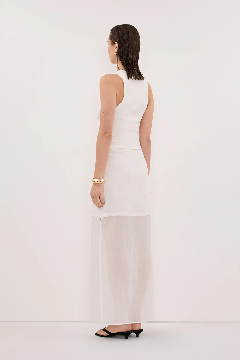 KAI WHITE RAMIE MIDI SKIRT - Image 4
